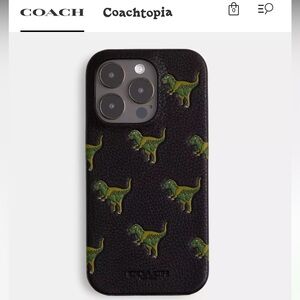 NIB COACH leather iPhone case with Rexy dinosaur